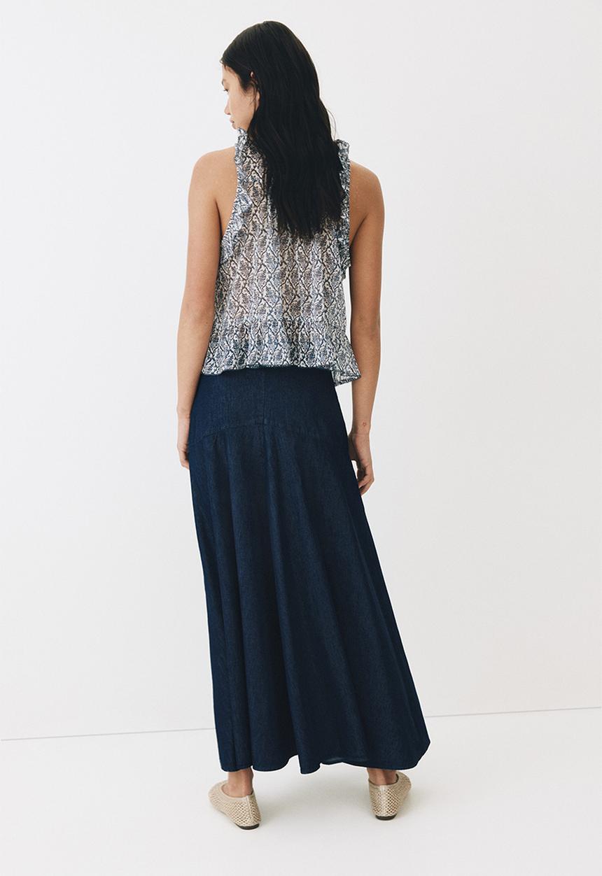 H&M - Flared denim skirt - dark denim blue