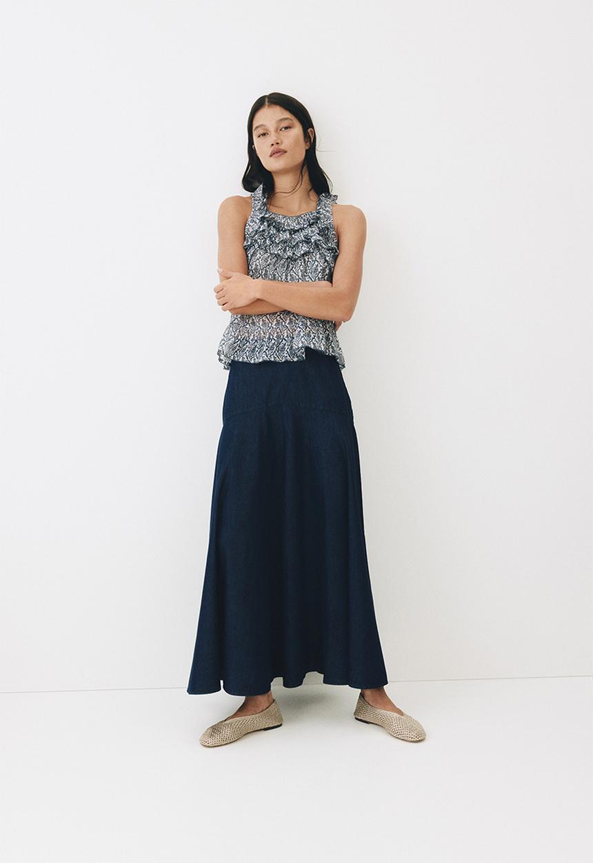 H&M - Flared denim skirt - dark denim blue