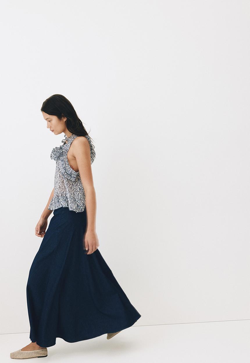 H&M - Flared denim skirt - dark denim blue