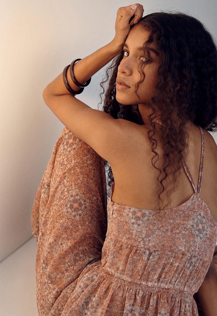 H&M - Peplum strappy top - light pink/floral