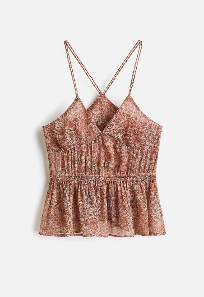 H&M - Peplum strappy top - light pink/floral