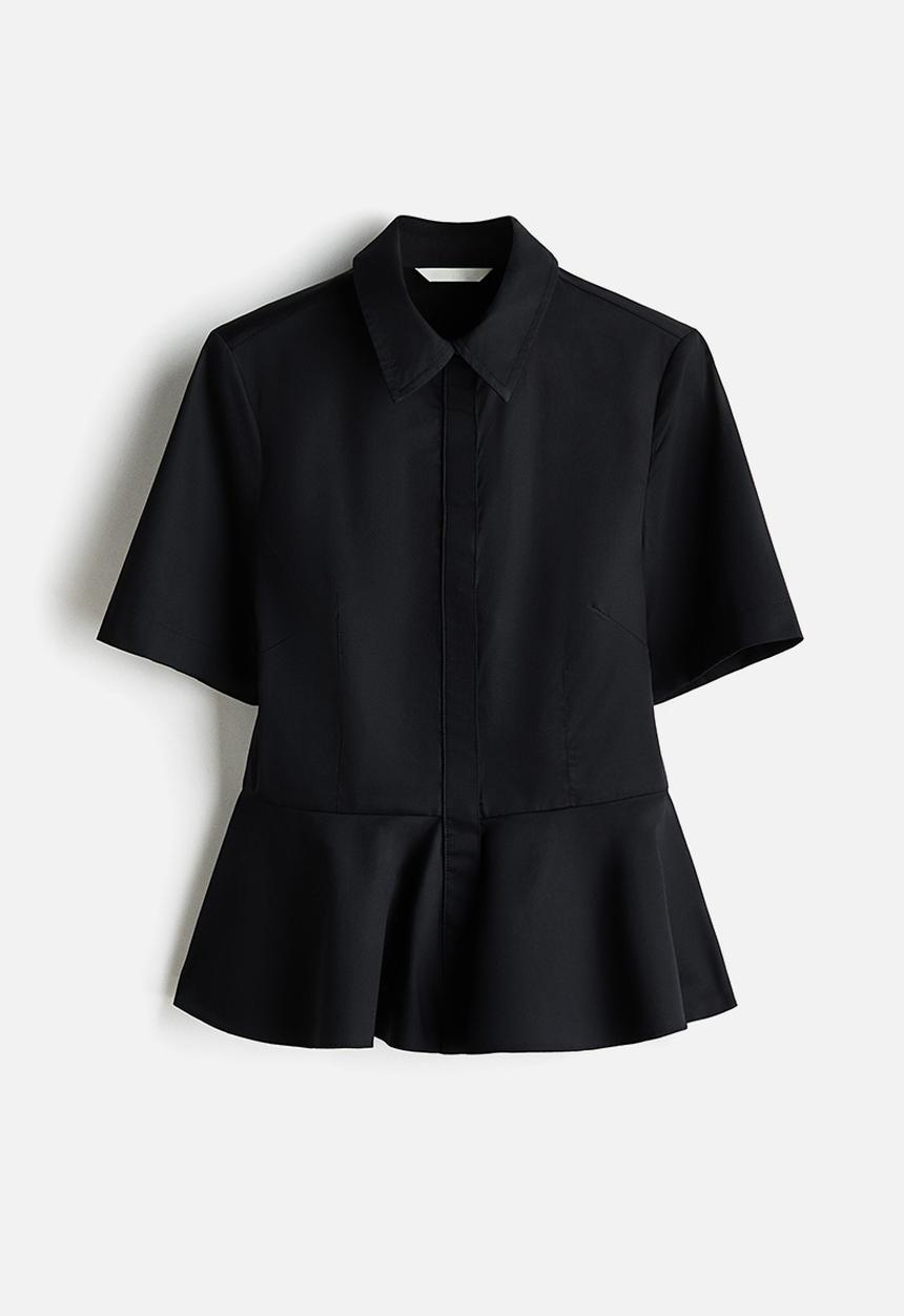 H&M - Poplin peplum shirt - black