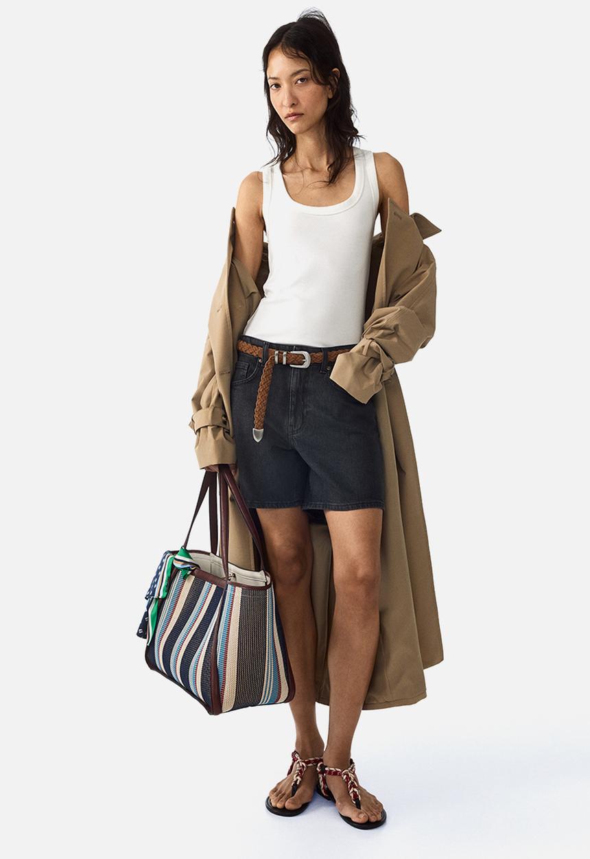 H&M - High-waisted denim shorts - dark grey