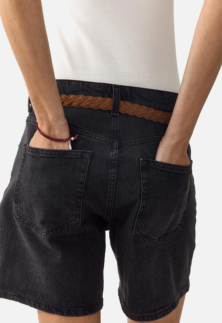 H&M - High-waisted denim shorts - dark grey