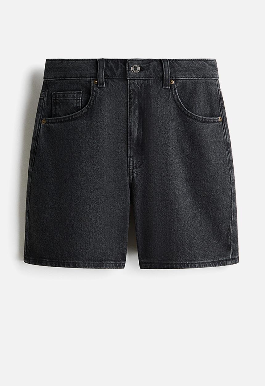 H&M - High-waisted denim shorts - dark grey