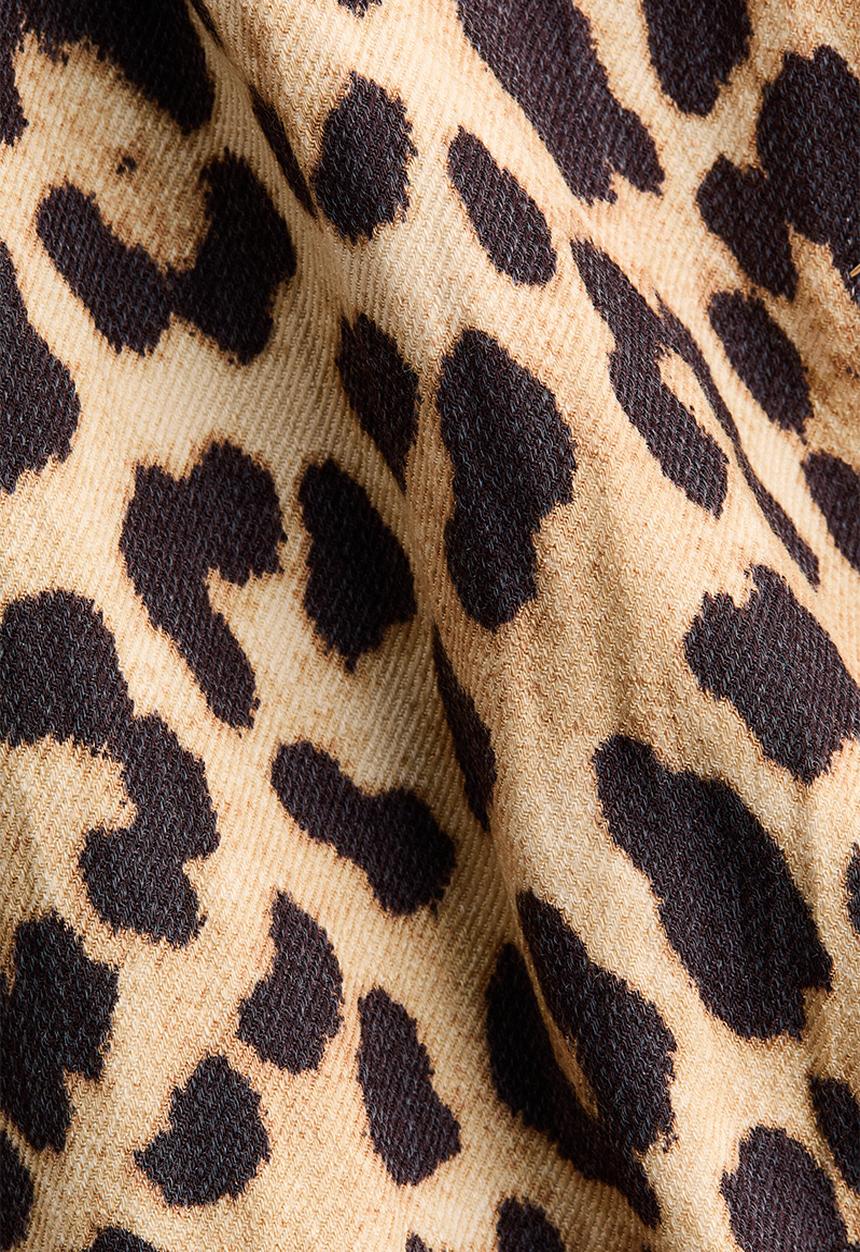 H&M - Oversized bubble-hem jacket - beige/leopard print