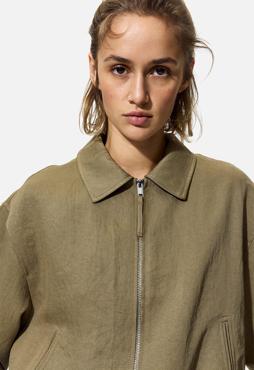 H&M - Oversized bubble-hem jacket - khaki green