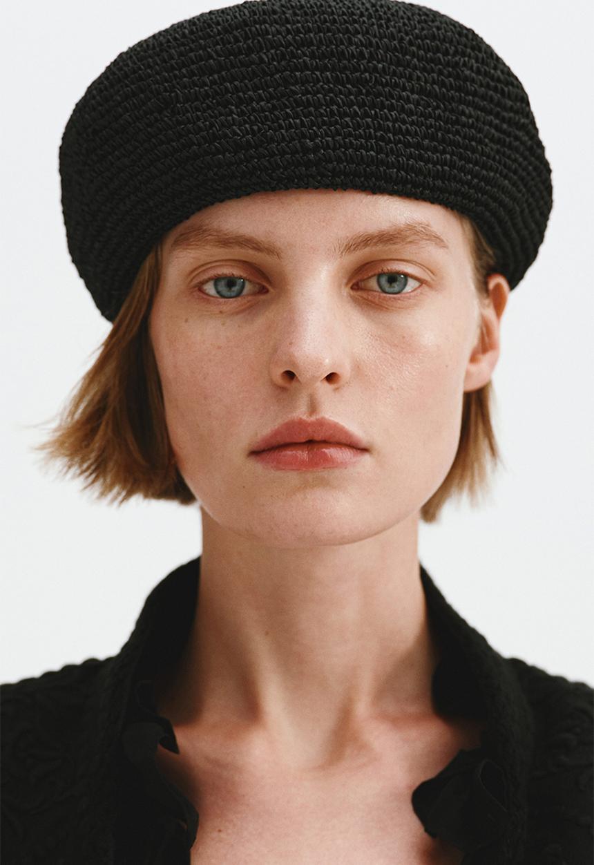 H&M - Straw beret - black