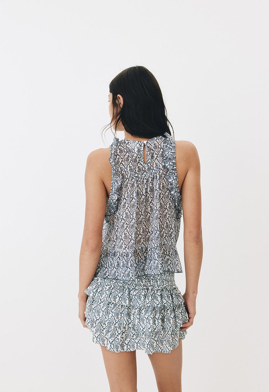 H&M - Frill-trimmed top - cream/floral