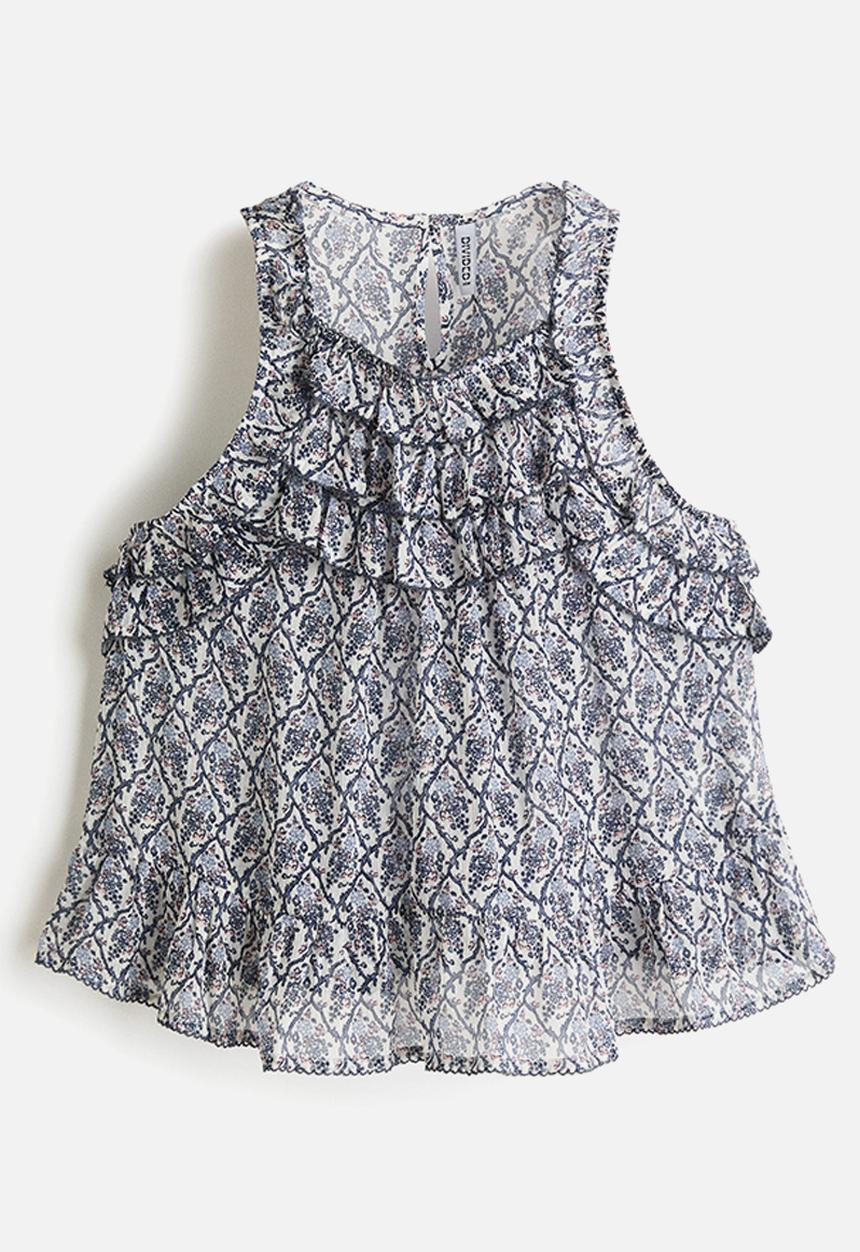 H&M - Frill-trimmed top - cream/floral