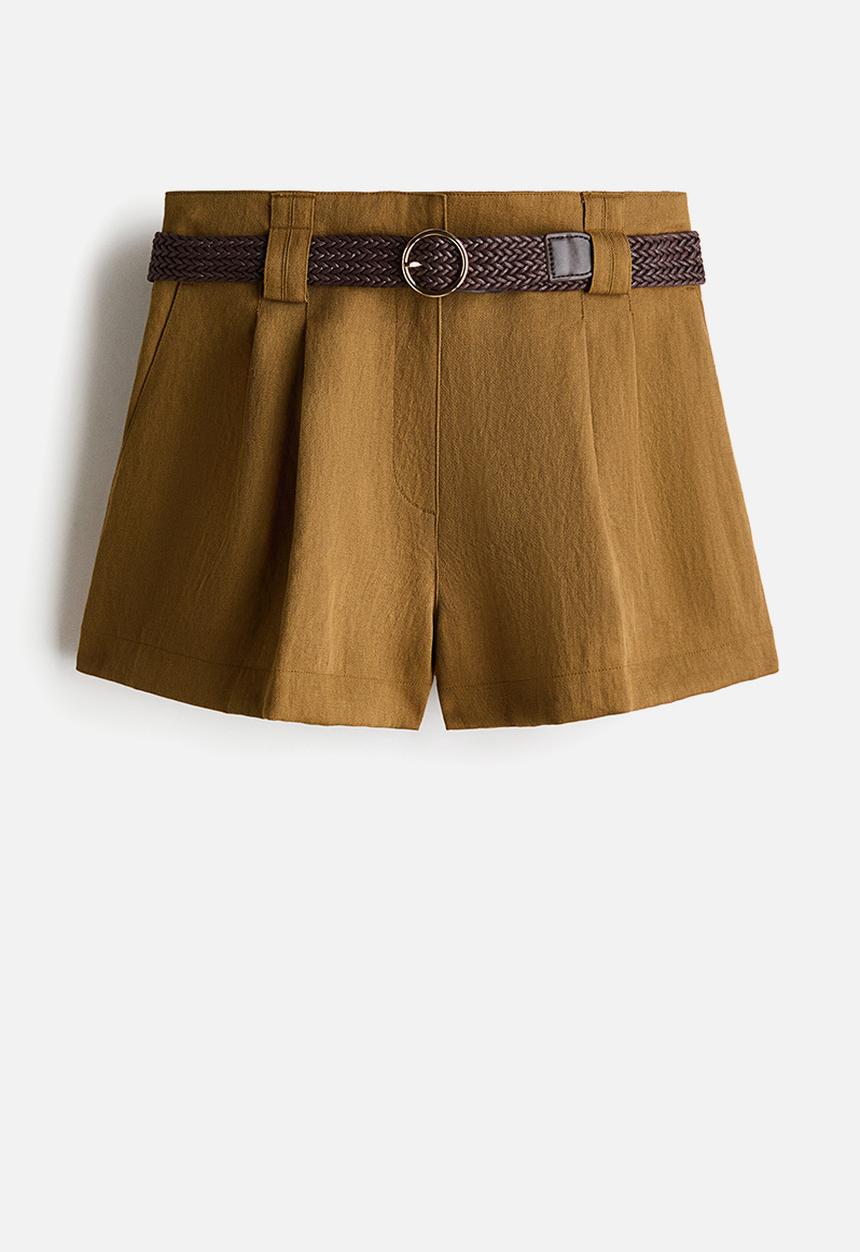 H&M - Belted tailored shorts - dark beige