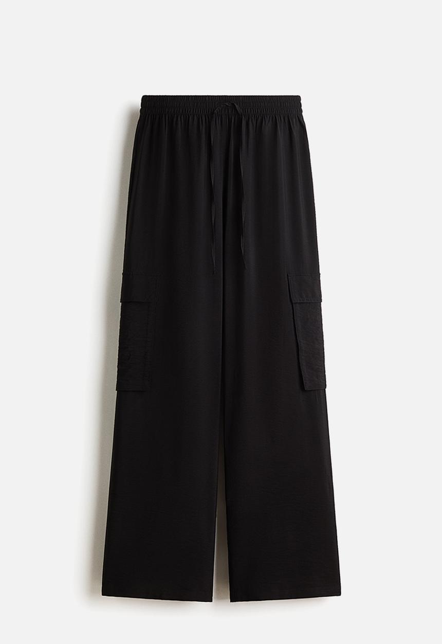 H&M - Wide cargo trousers - black
