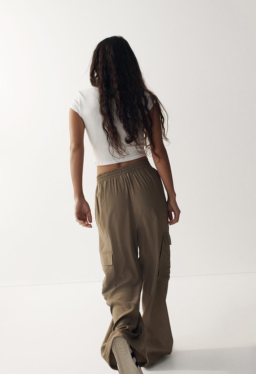 H&M - Wide cargo trousers - khaki green