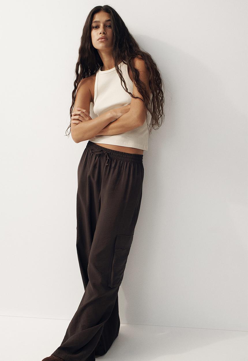 H&M - Wide cargo trousers - dark brown