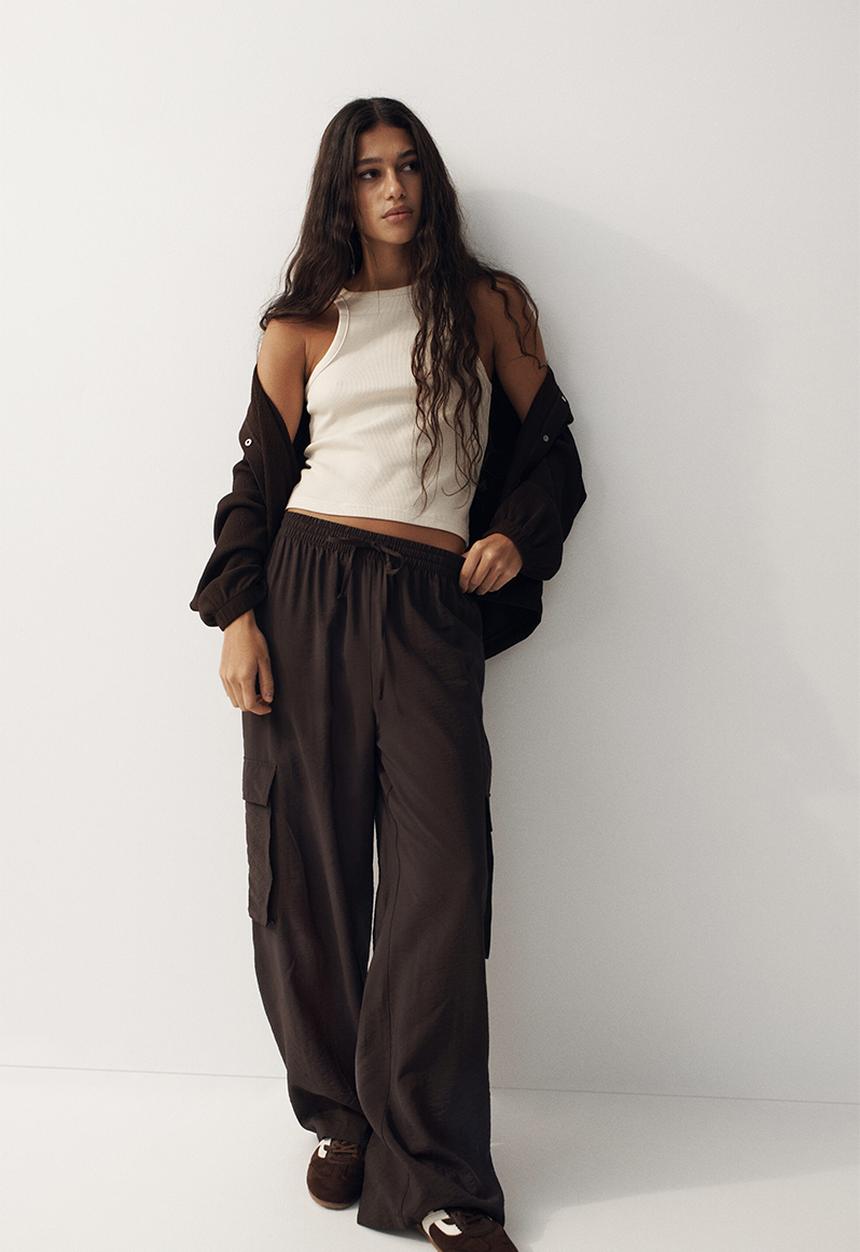 H&M - Wide cargo trousers - dark brown