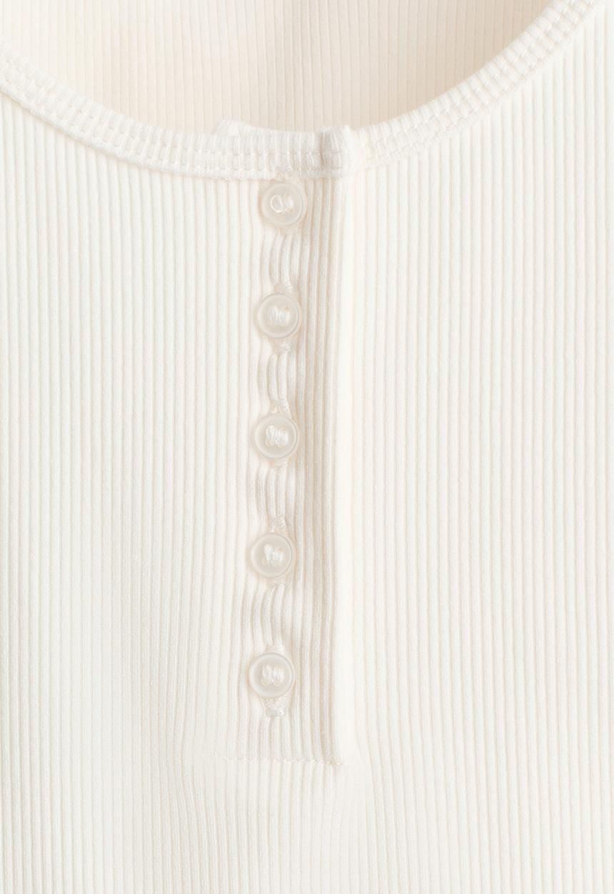 H&M - Ribbed thong body - white