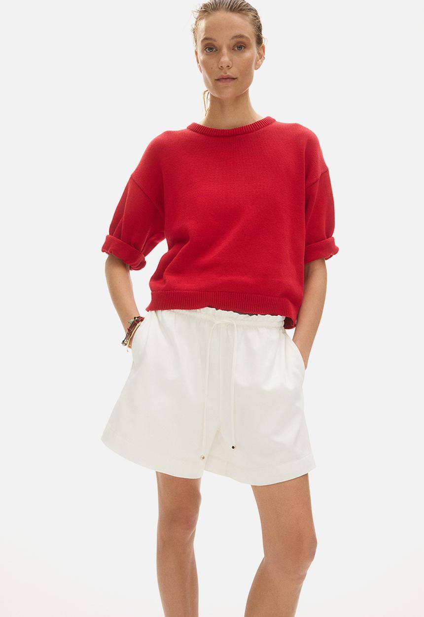 H&M - Denim drawstring shorts - white