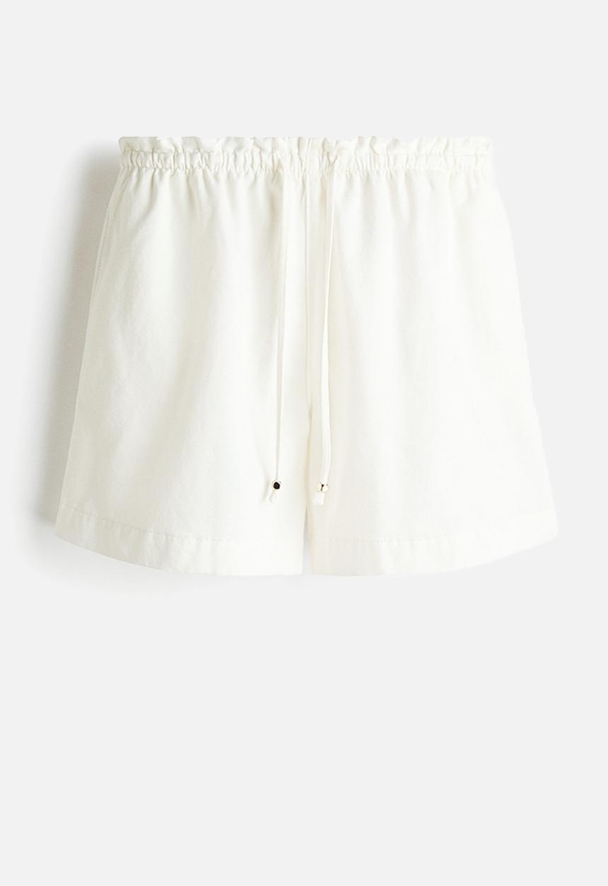 H&M - Denim drawstring shorts - white