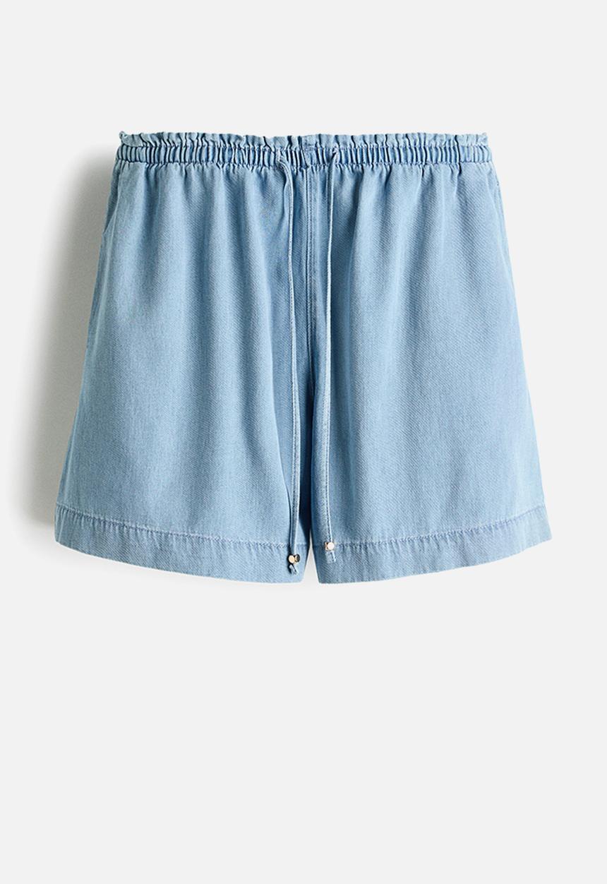 H&M - Denim drawstring shorts - light denim blue