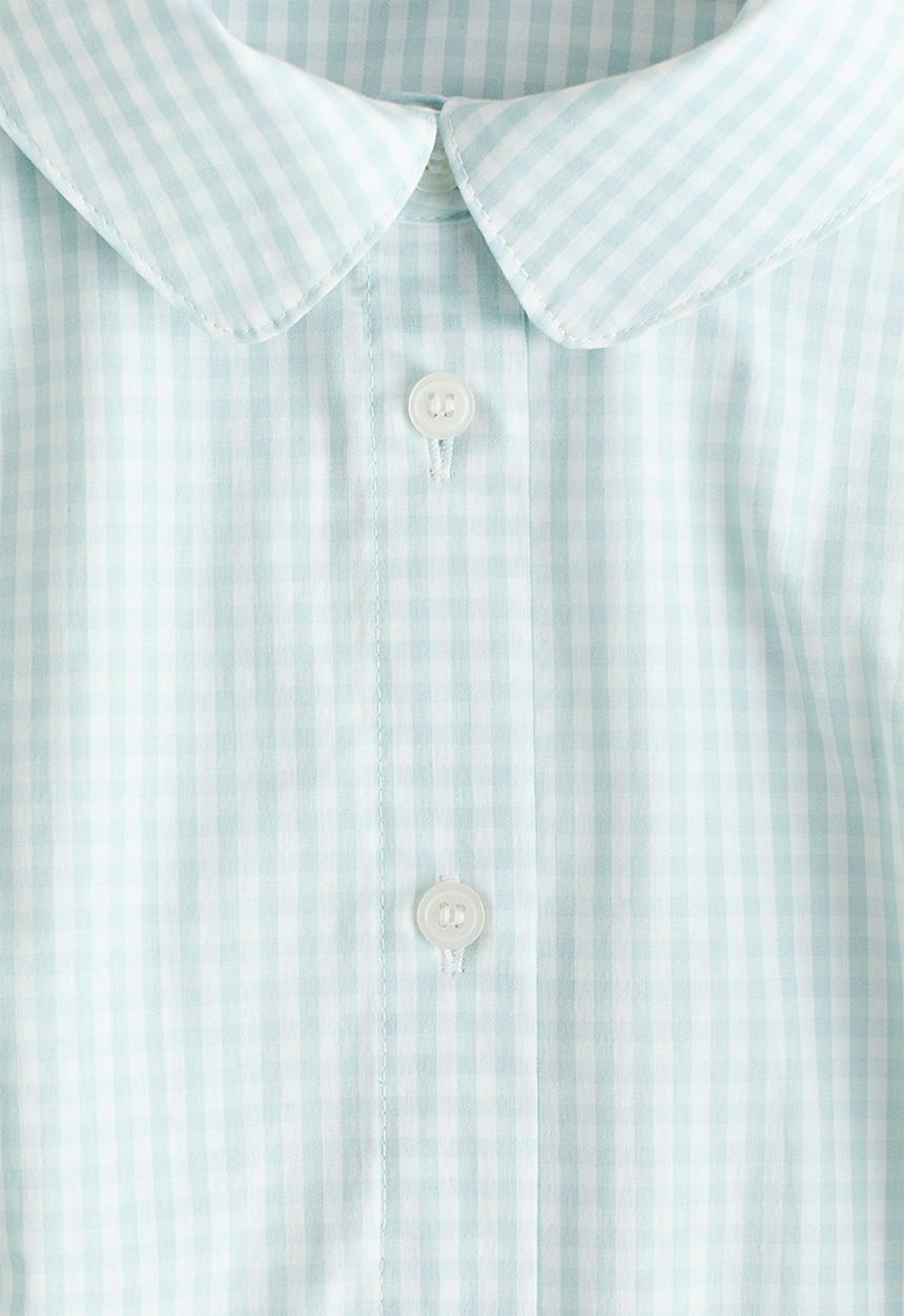 H&M - Cap-sleeved shirt dress - light turquoise/checked