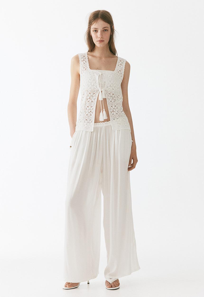 H&M - Wide drawstring trousers - ivory