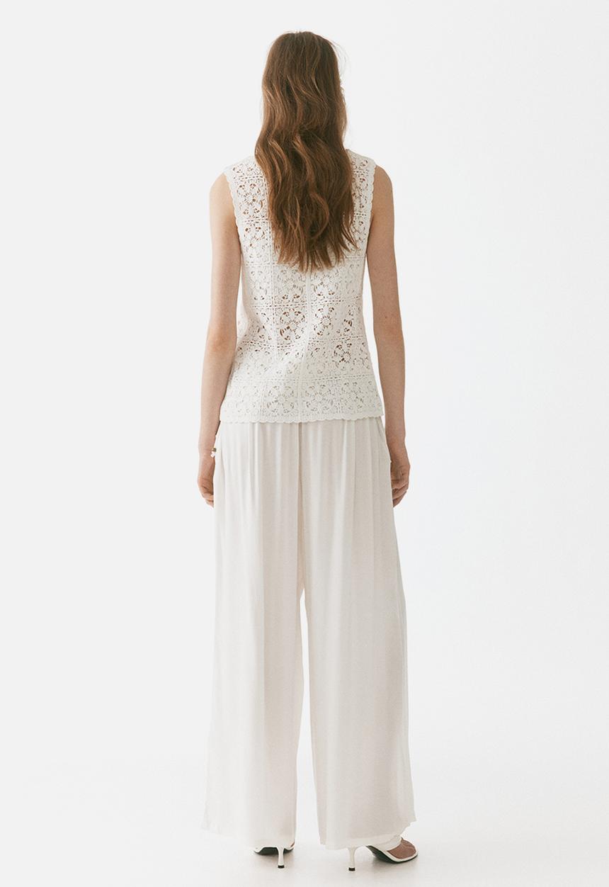 H&M - Wide drawstring trousers - ivory