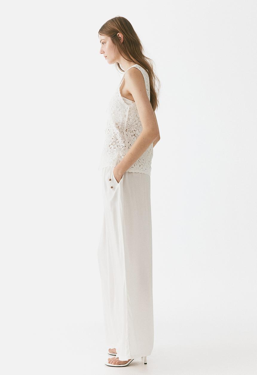 H&M - Wide drawstring trousers - ivory