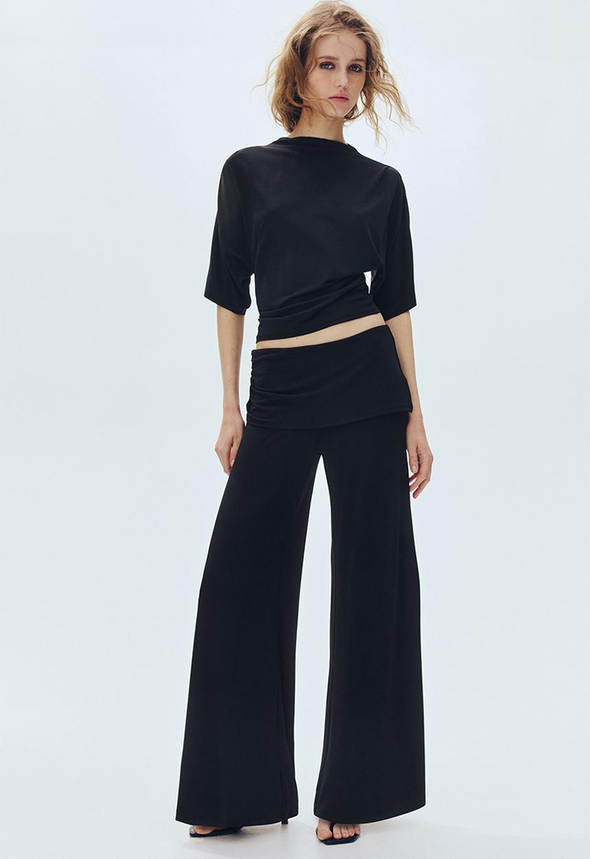 H&M - Draped fine-knit trousers - black