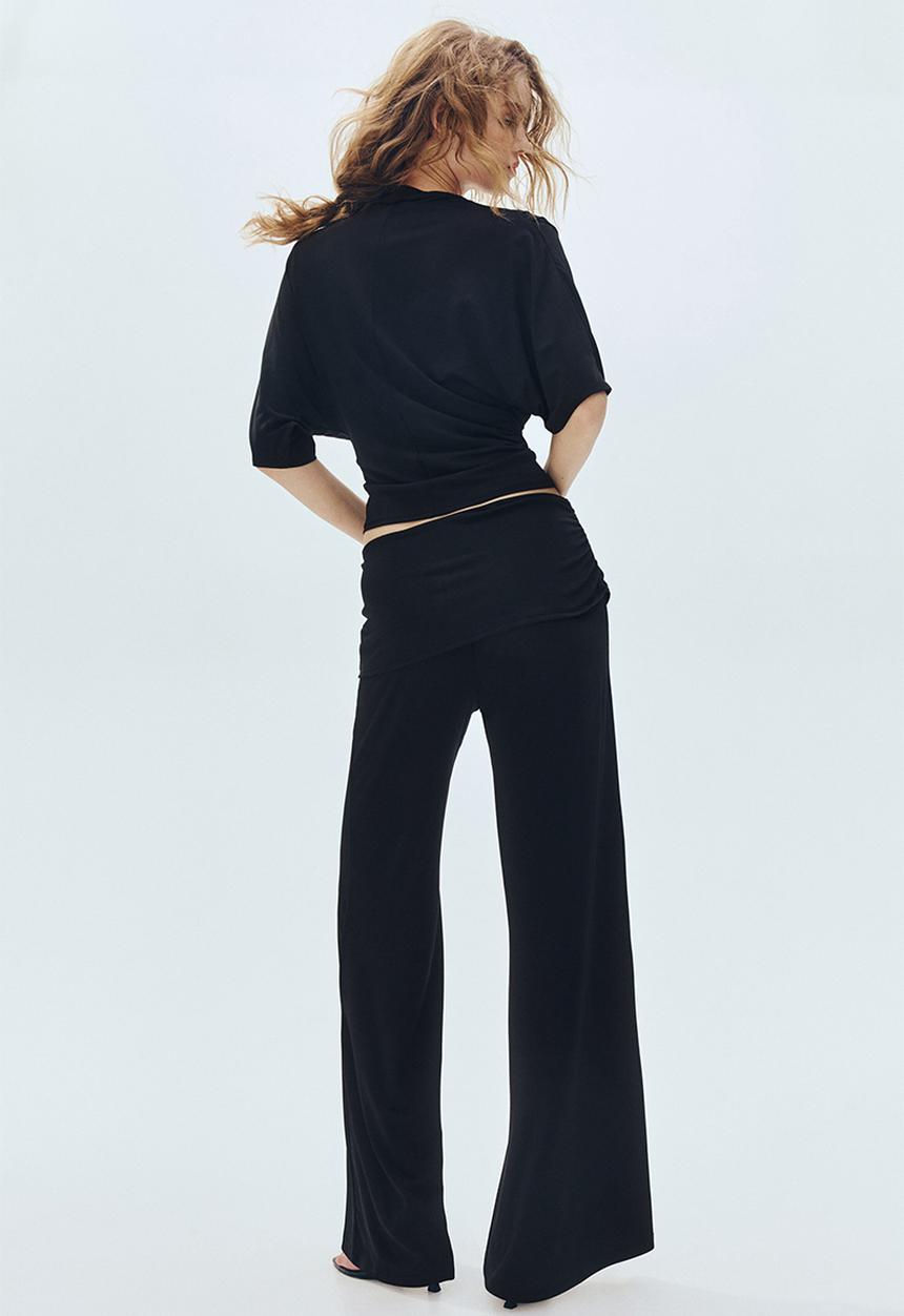 H&M - Draped fine-knit trousers - black