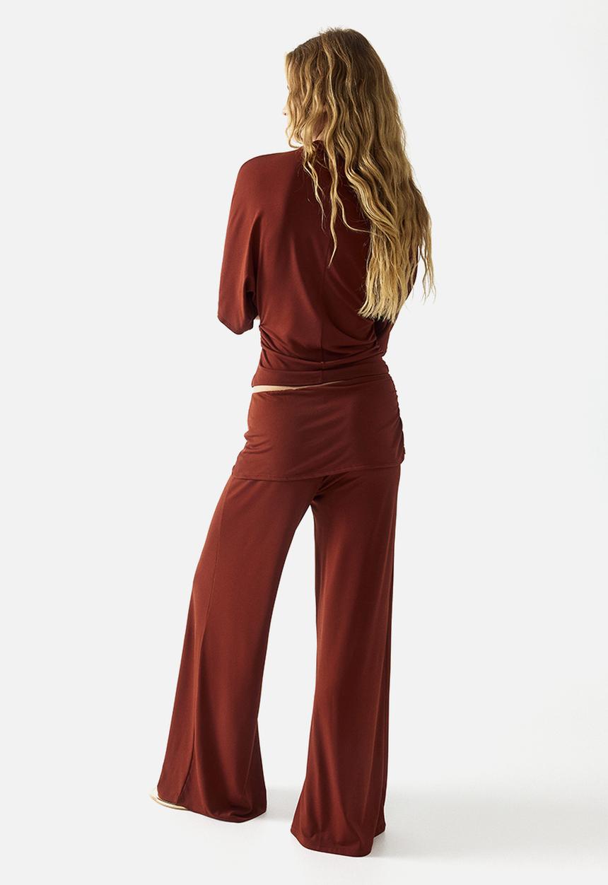 H&M - Draped fine-knit trousers - rust red