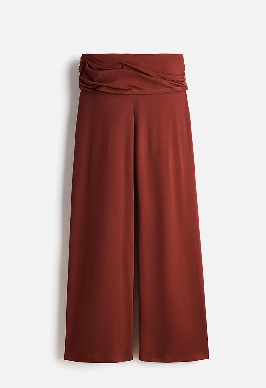 H&M - Draped fine-knit trousers - rust red