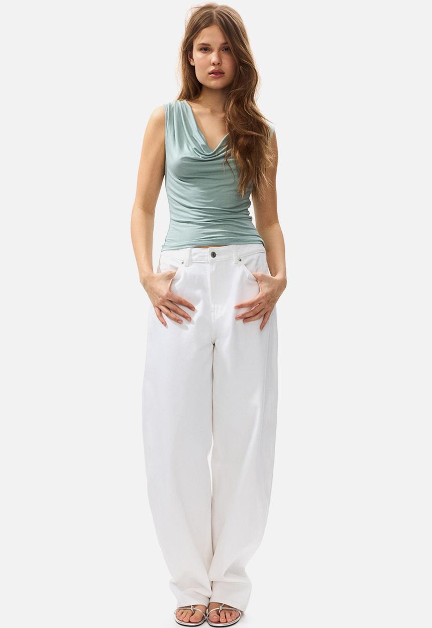 H&M - Cowl-neck jersey top - light turquoise