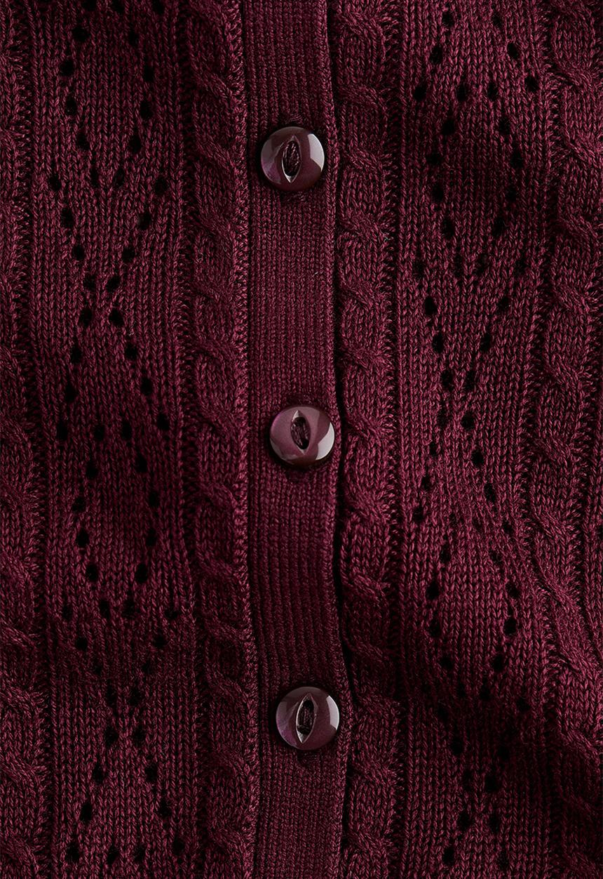 H&M - Pointelle-knit cardigan - burgundy