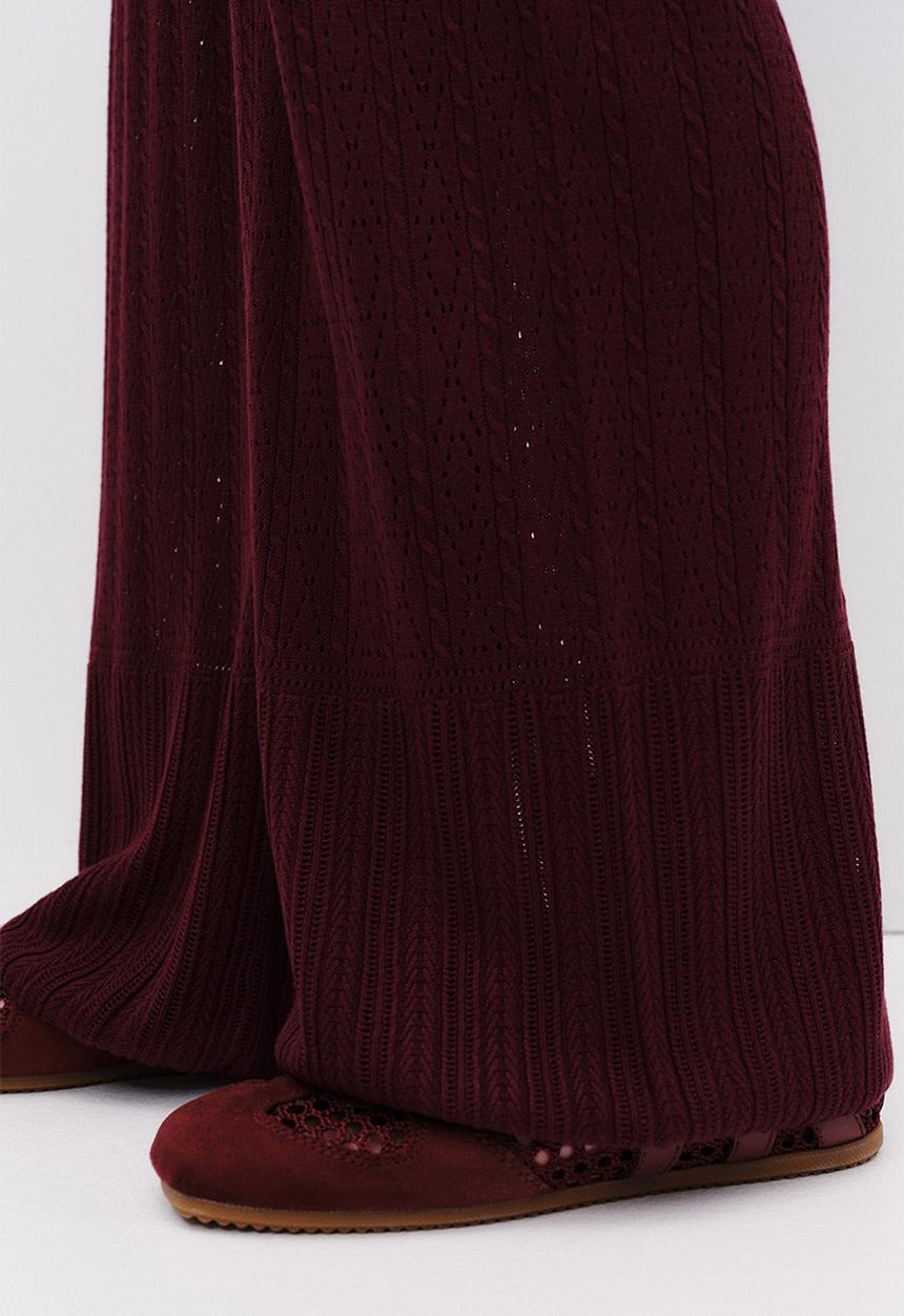 H&M - Pointelle-knit trousers - burgundy