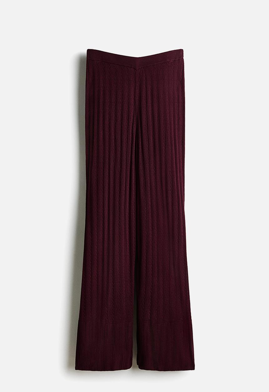 H&M - Pointelle-knit trousers - burgundy