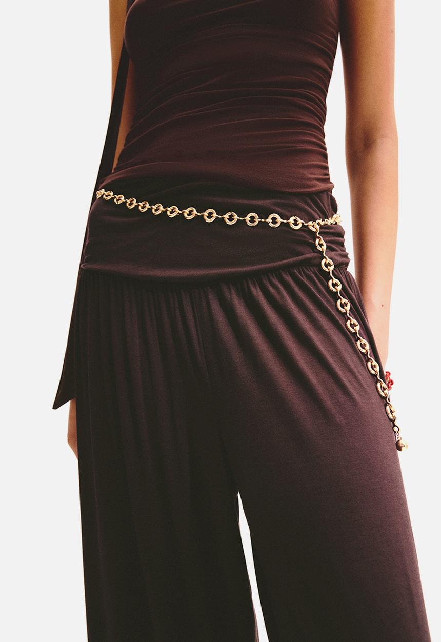 H&M - Gathered viscose trousers - dark brown