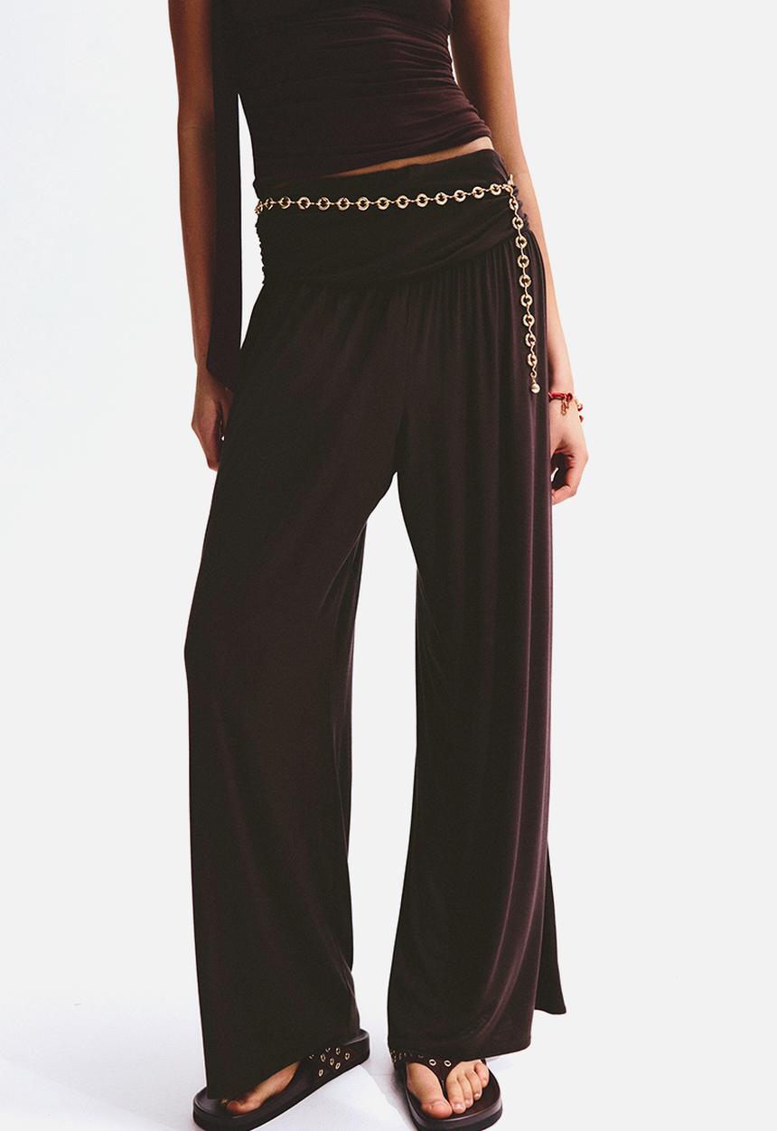 H&M - Gathered viscose trousers - dark brown