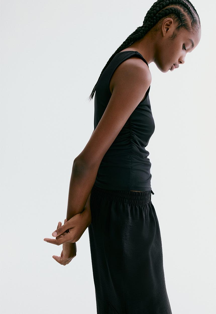 H&M - Draped jersey top - black