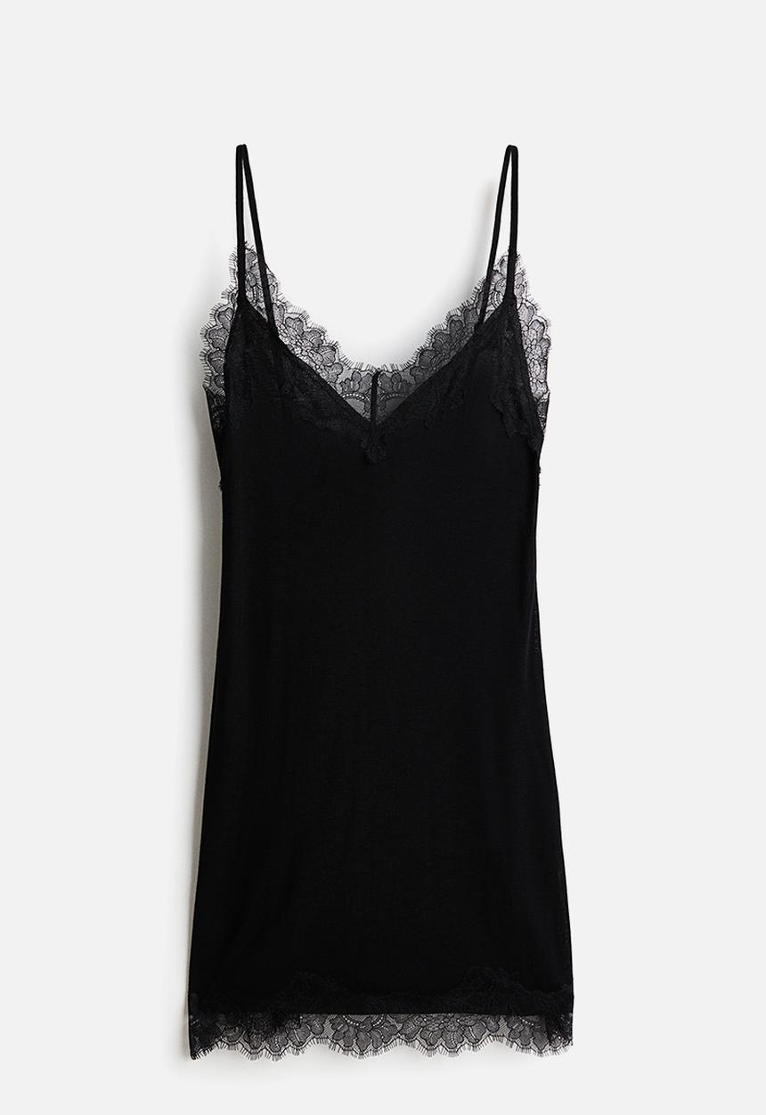 H&M - Lace-trimmed nightslip - black