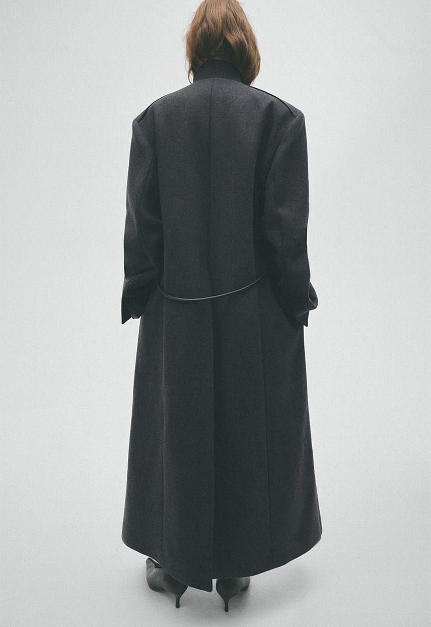 H&M - H&M Studio:  Tie-belt wool-blend coat - dark grey marl