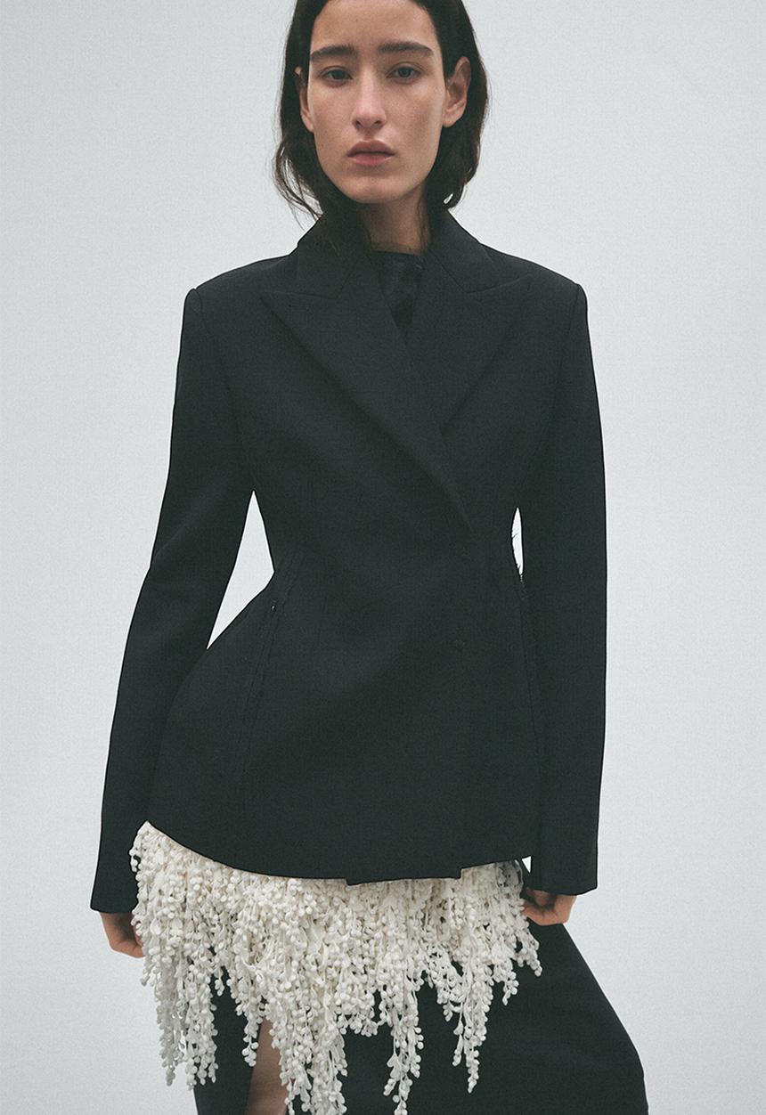 H&M - H&M Studio:  Double-breasted wool blazer - black