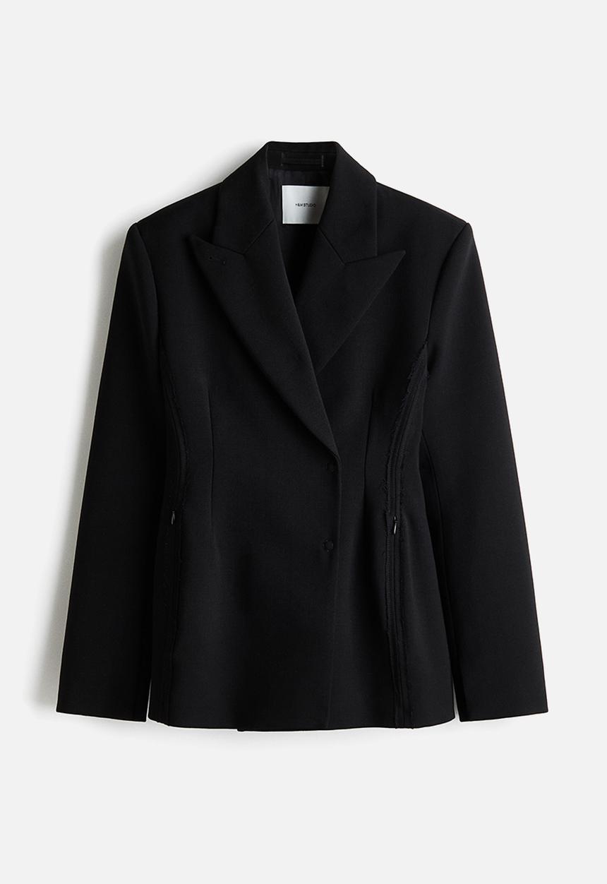 H&M - H&M Studio:  Double-breasted wool blazer - black