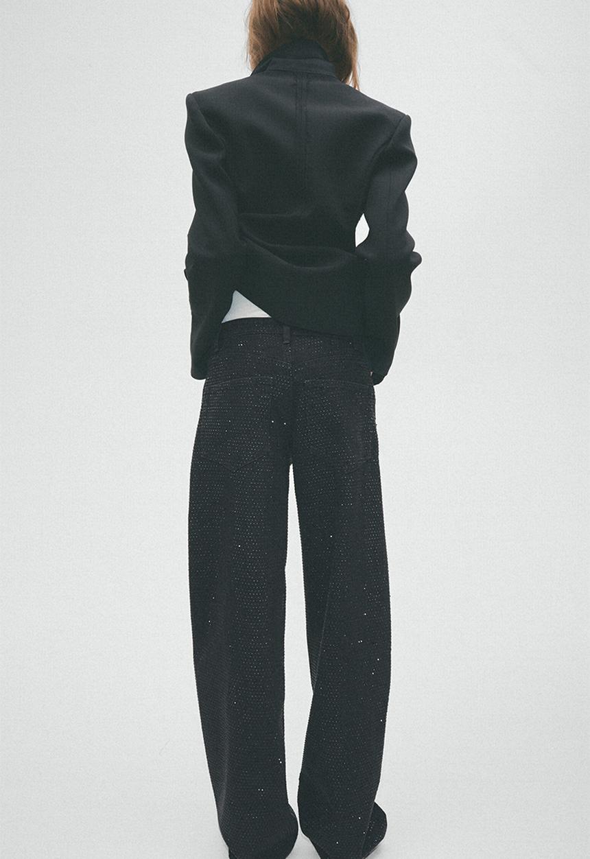 H&M - H&M Studio:  Embellished barrel-leg jeans - black