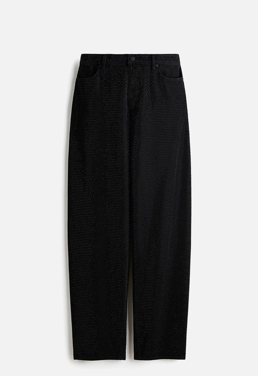 H&M - H&M Studio:  Embellished barrel-leg jeans - black