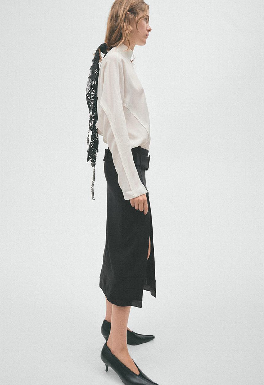 H&M - H&M Studio:  Belted wool skirt - black