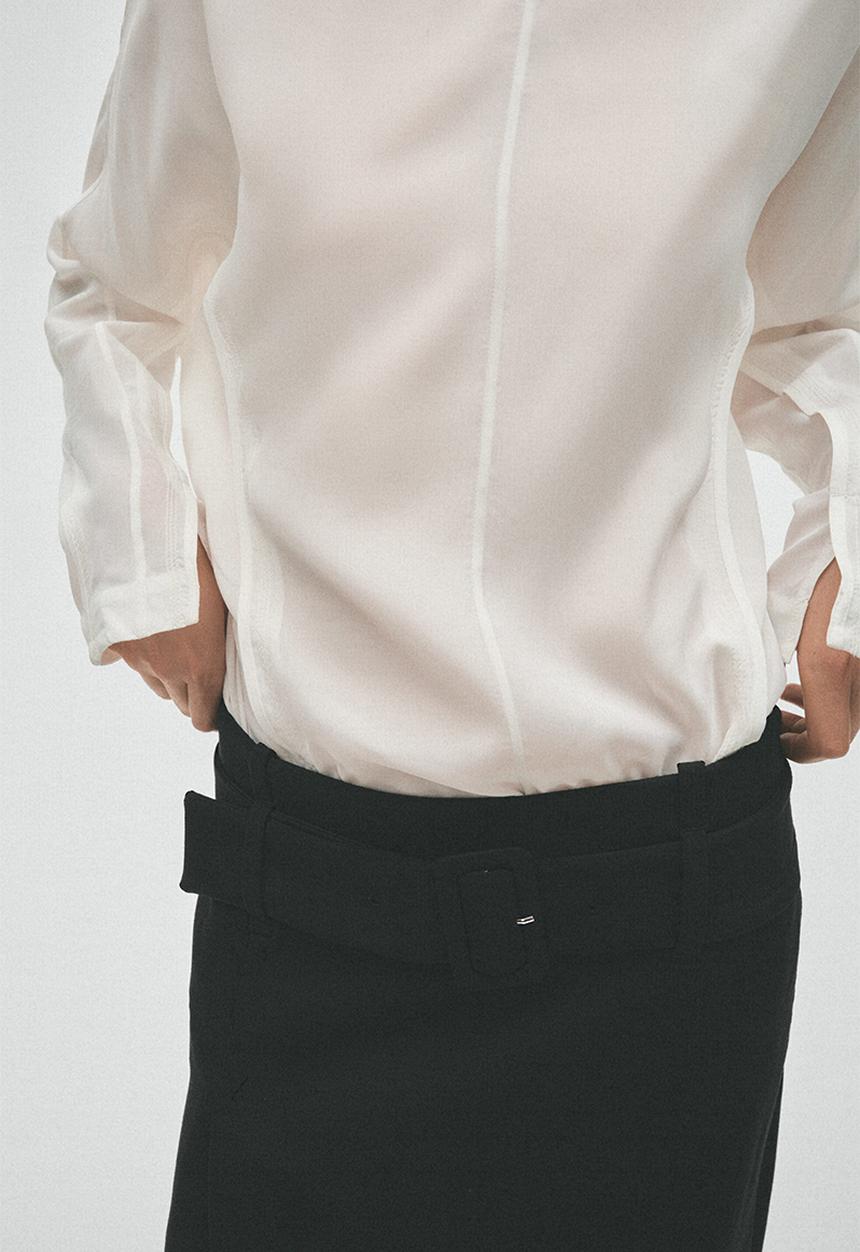 H&M - H&M Studio:  Belted wool skirt - black