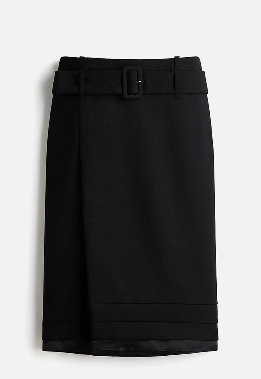 H&M - H&M Studio:  Belted wool skirt - black