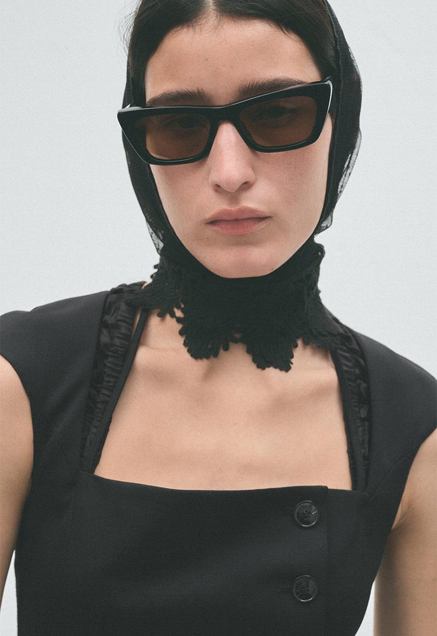 H&M - H&M Studio:  Wool-blend cap-sleeved dress - black