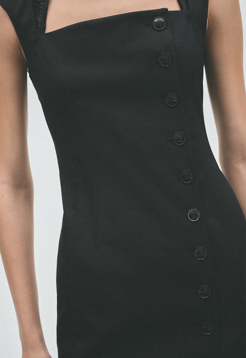 H&M - H&M Studio:  Wool-blend cap-sleeved dress - black