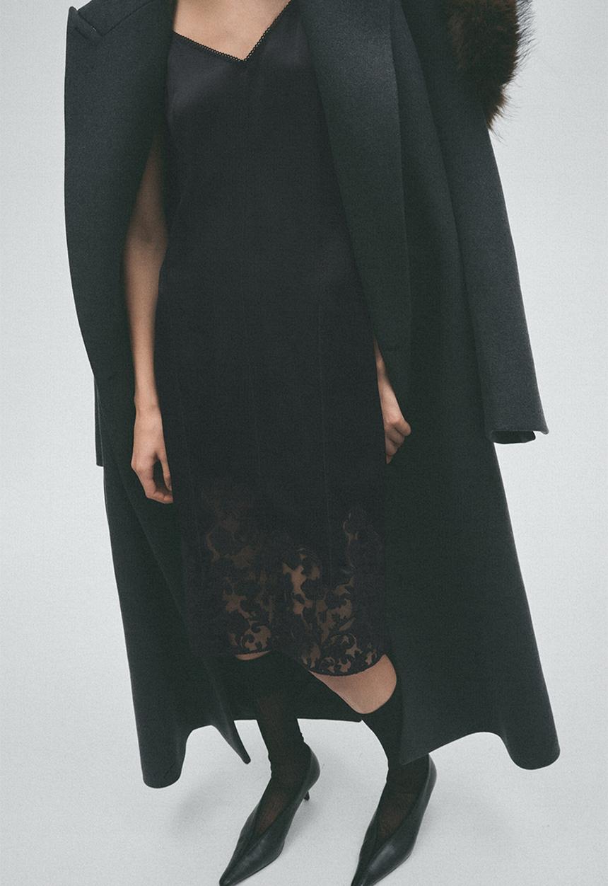 H&M - H&M Studio:  Embroidered satin dress - black